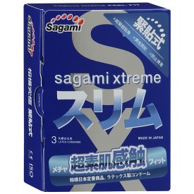 Розовые презервативы Sagami Xtreme FEEL FIT 3D - 3 шт.